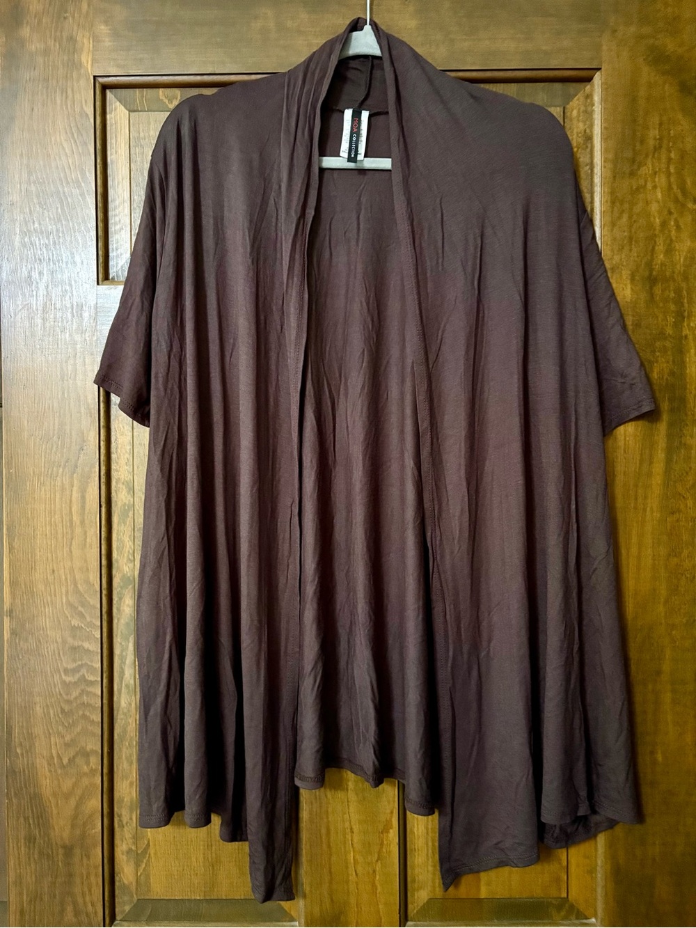 MOA Collection Brown Open-Front Lightweight Cardigan